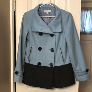 NY&Co Double Breasted Color Blocked Peacoat